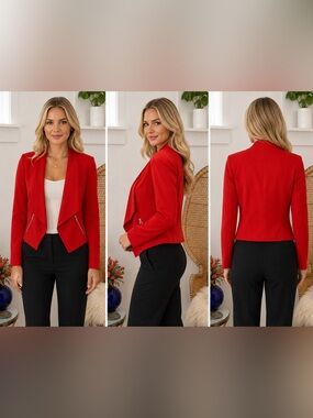 ❤️ Bold Red Open Front Blazer Jacket ❤️